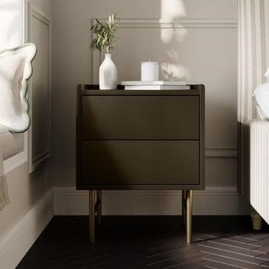 Khaki Green 2 Drawer Modern Bedside Table - Zane