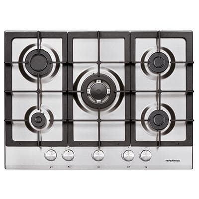 NORDMENDE            FIVE BURNER STAINLESS STEEL GAS HOB (CENTRE WOK)