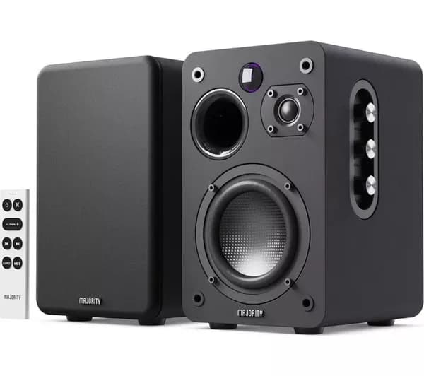 MAJORITY D70X Active Bluetooth Bookshelf Speakers - Black