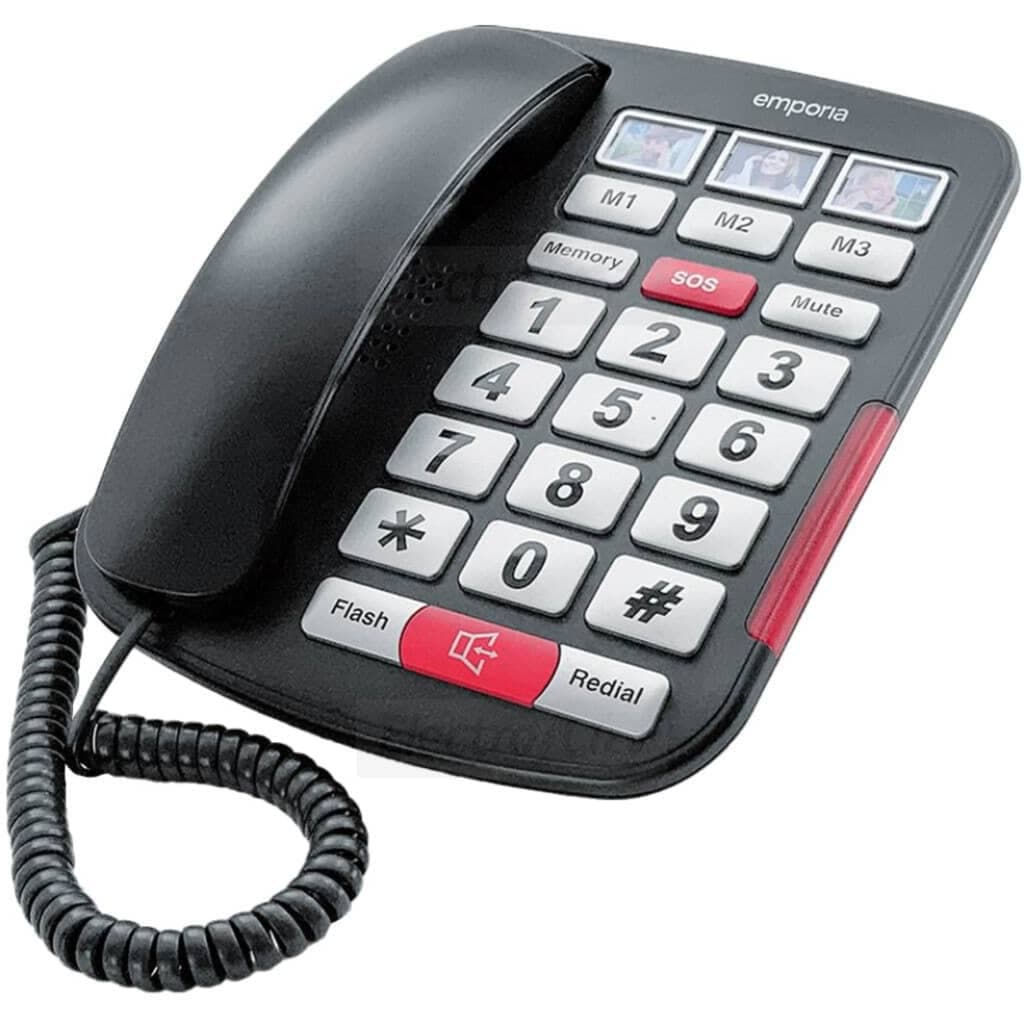 Emporia AMPLi40 Big Button Amplified Corded Landline Phone with SOS | Black
