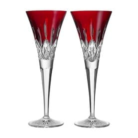 Lismore Red Toasting Flute, Set of Two