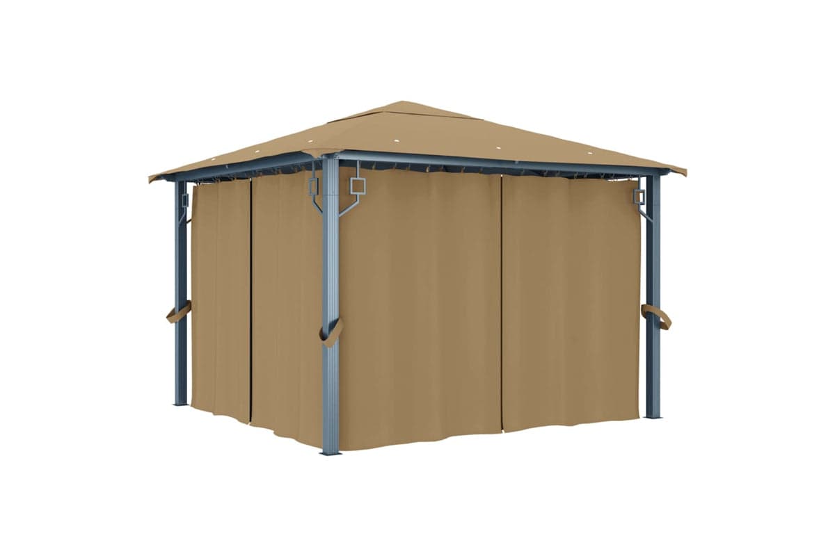 vidaXL 313893 Gazebo With Curtain 300x300cm Taupe Aluminium