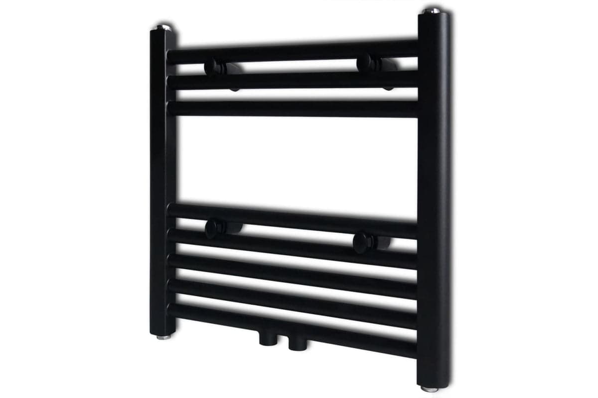 Vidaxl 141904 Black Bathroom Central Heating Towel Rail Radiator Straight 480x480mm