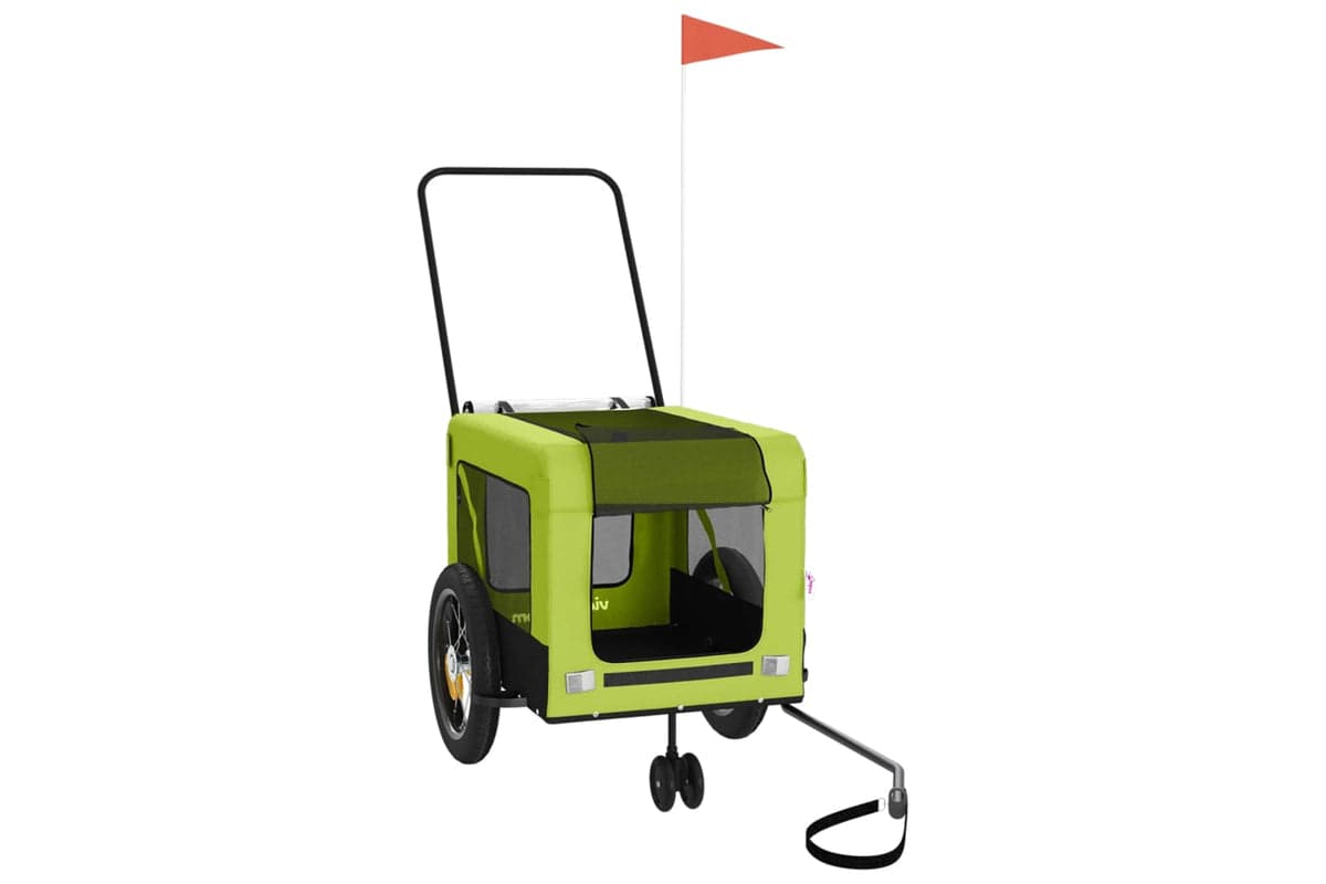 Vidaxl 93948 Pet Bike Trailer Green And Black Oxford Fabric And Iron