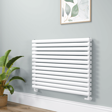 Sorrento Linea White Oval Designer Radiator 767x1000mm Double Panel 4799 BTU - Horizontal Bars