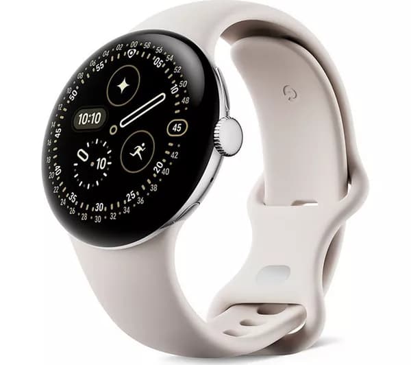 GOOGLE Pixel Watch 4 4G LTE - Silver Aluminium Case with Porcelain Active Band, 45 mm