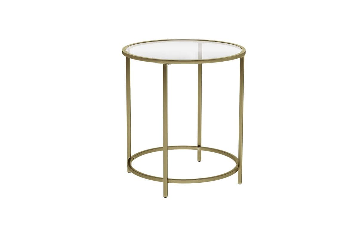 Vasagle Side Table | Steel And Tempered Glass | 50 X 55 Cm