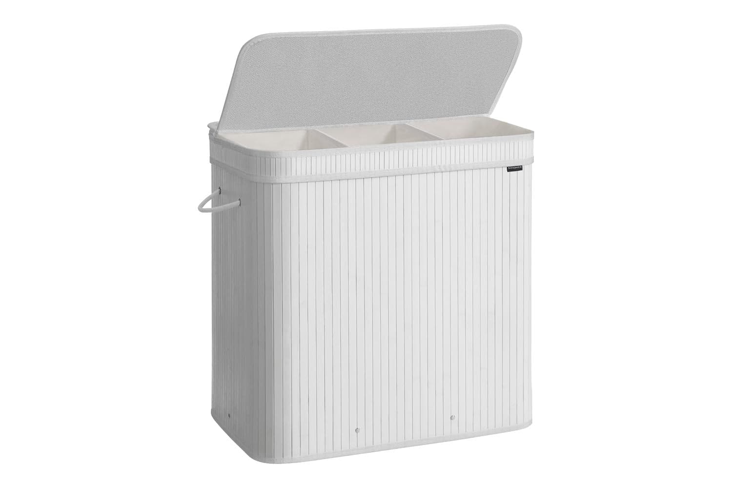 Laundry Hamper With Lid | Bamboo Laundry Basket | Removable Liner | 150 L | White