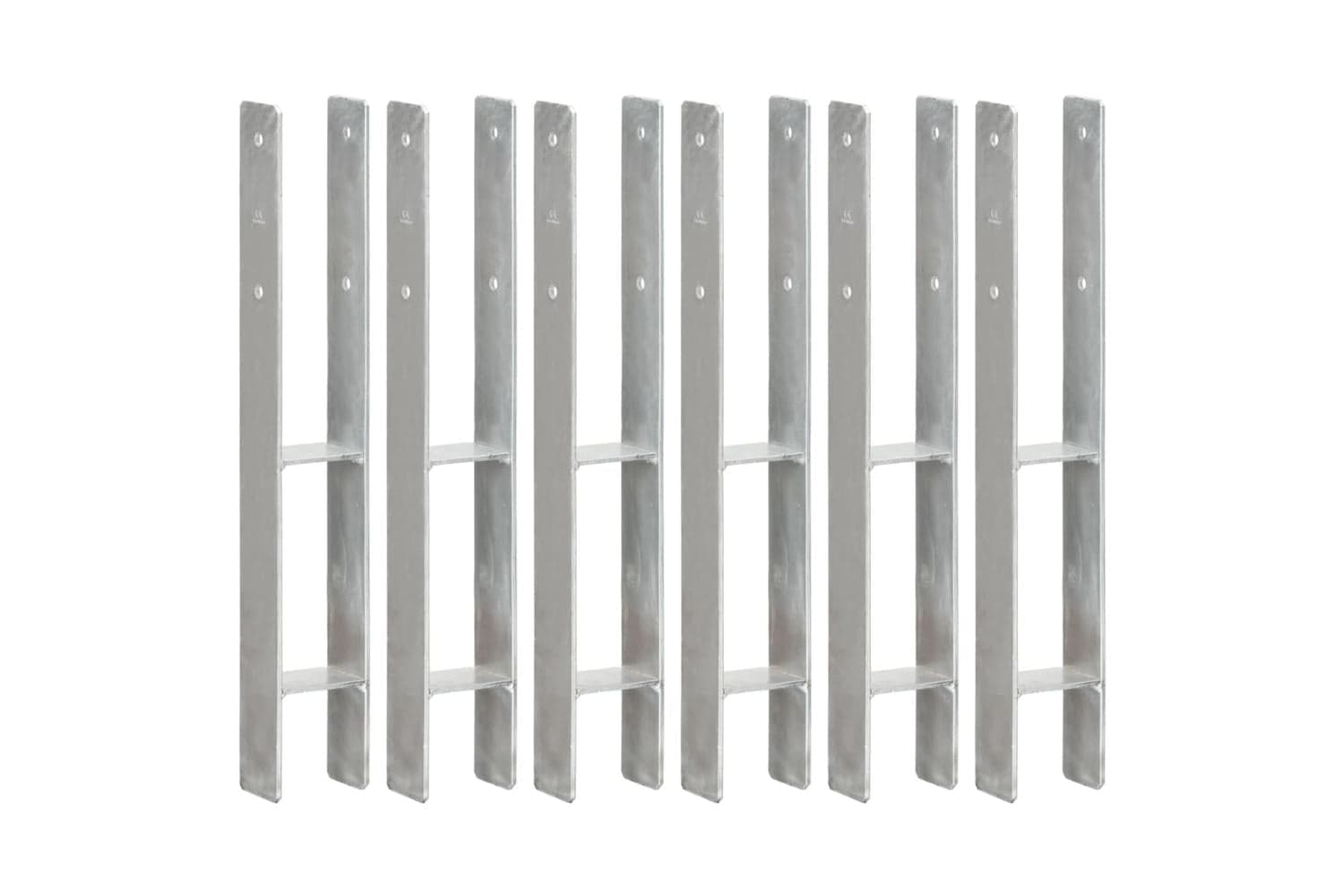 vidaXL 145297 Fence Anchors 6 Pcs Silver 8x6x60cm Galvanised Steel