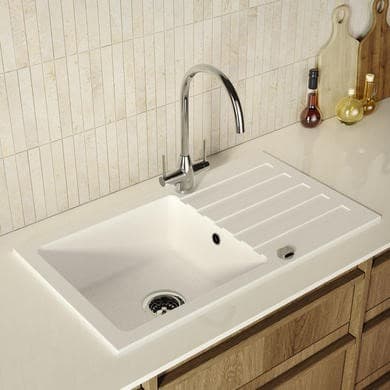 Enza Single Bowl Inset Kitchen Sink with Reversible Drainer