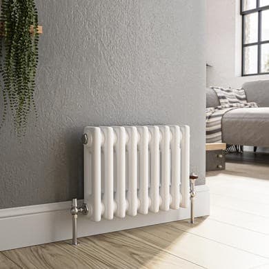 Reggio White Horizontal Double Column Traditional Radiator