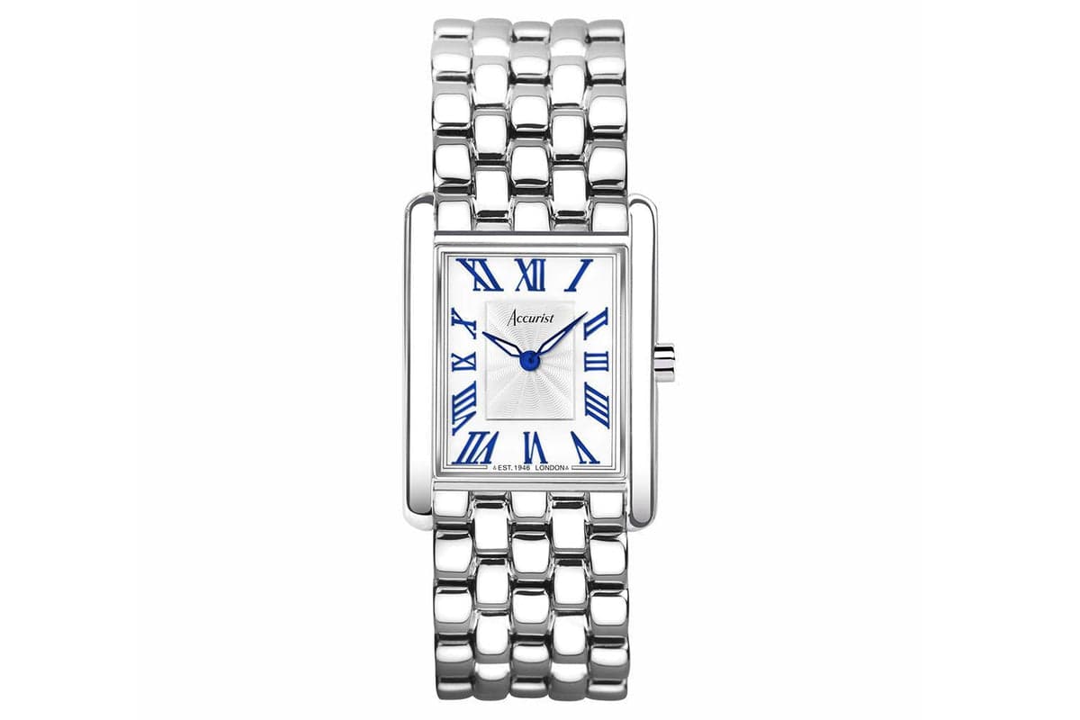 Accurist Rectangle Ladies Watch | Silver Case & Stainless Steel Bracelet With White Dial | 26mm