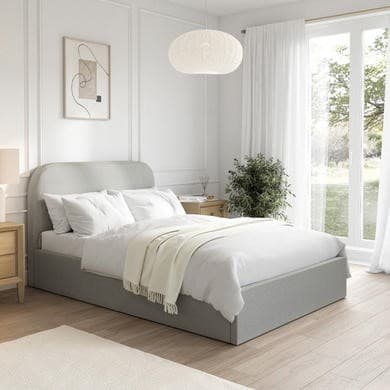 Grey - Upholstered End-lift Ottoman Storage Bed - Zara
