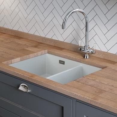 Rangemaster Rustiqe 1.5 Bowl Undermount White Ceramic Kitchen Sink