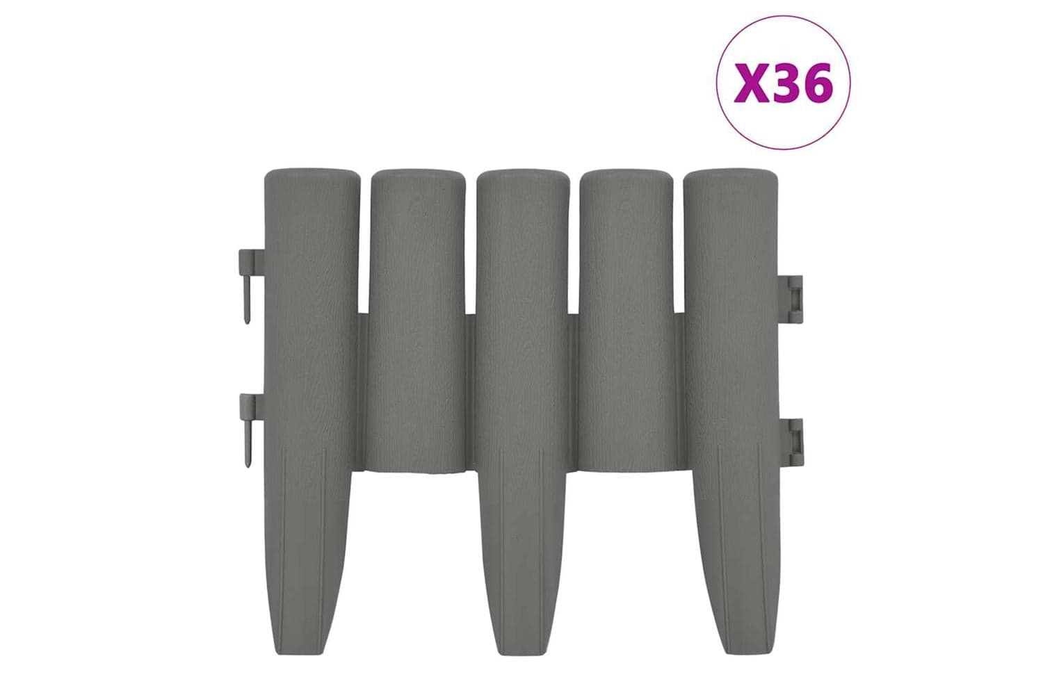 Vidaxl 48621 Lawn Edgings 36 Pcs Grey 10 M Pp
