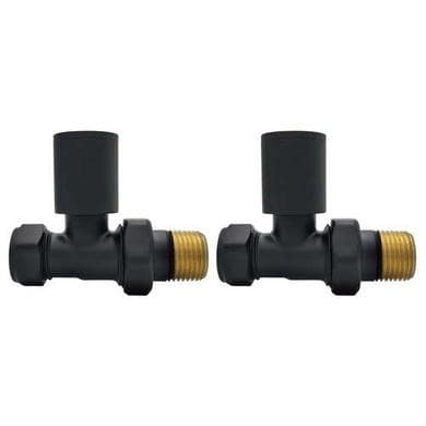 Matt Black Round Straight Radiator Valves