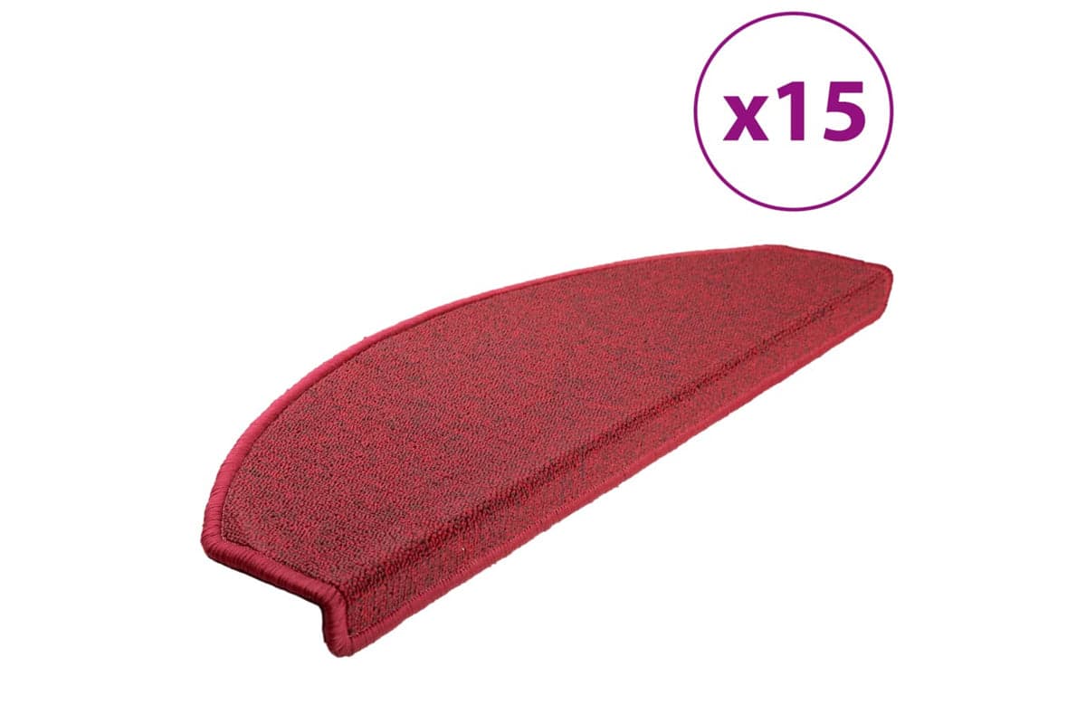 vidaXL 133889 Carpet Stair Treads 15 Pcs Bordeaux Red 65x24x4cm