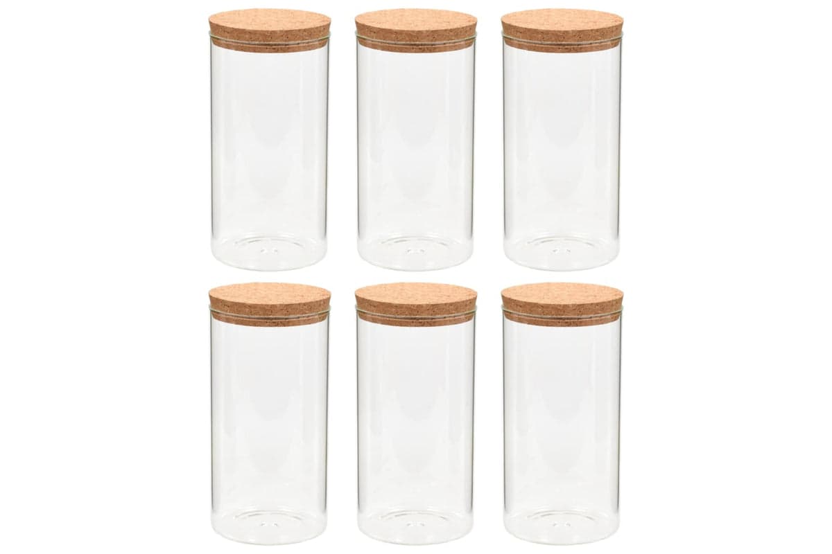 Vidaxl 50841 Storage Glass Jars With Cork Lid 6 Pcs 1400 Ml