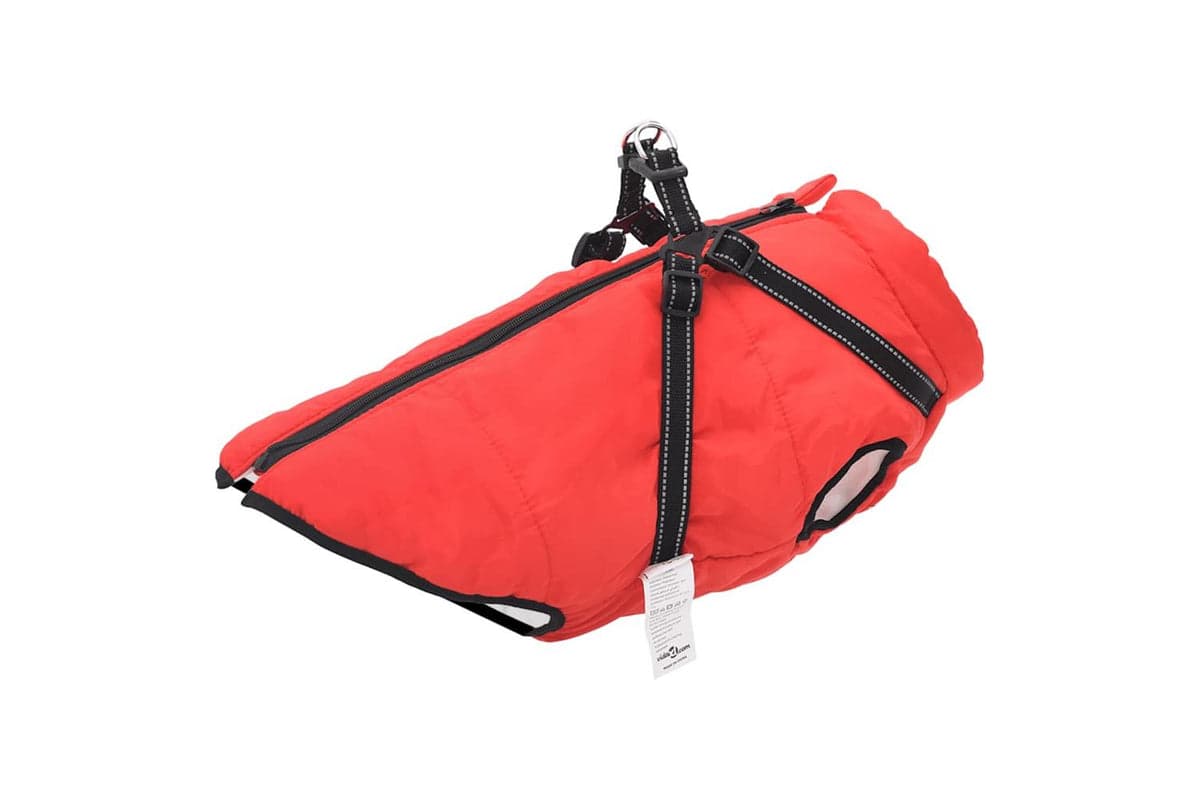 Dog Coat With Harness Waterproof Reflective Red 6xl
