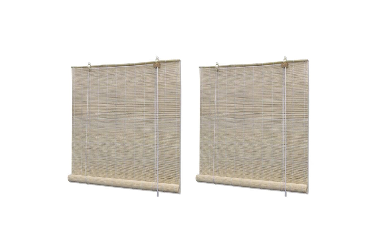 vidaXL 278742 Natural Bamboo Roller Blinds 2 Pcs 120x160cm