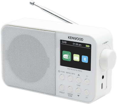 Kenwood CR-M30DAB-W Portable DAB+ Radio with Bluetooth, Built-in Battery & 6.1 cm Colour Display, White | CRM30DABW