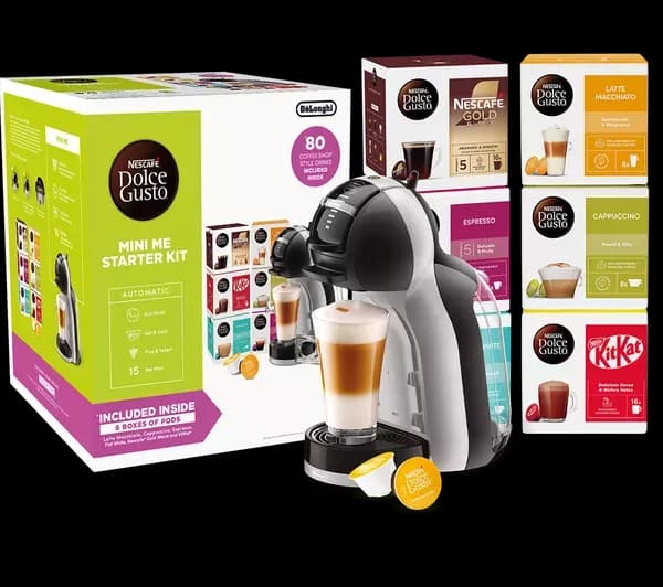 DOLCE GUSTO by De'Longhi Mini Me Pod EDG155.BG Coffee Machine Starter Kit - Grey & Black
