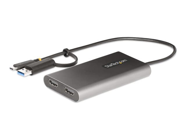 STARTECH.COM - Startech USB-C to Dual-HDMI Adapter, USB-C or A to 2x HDMI, 4K 60Hz, 100W PD Pass-Through, 1ft (30cm) Built-in Cable, External Video Graphics Adapter - USB to HDMI Multi-Monitor Converter for Laptop (109B-USBC-HDMI) - adapter
