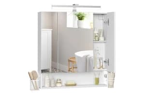 Wall-mounted Bathroom Cabinet With Mirror And 3 Doors | Bathroom Storage | White | 70cm