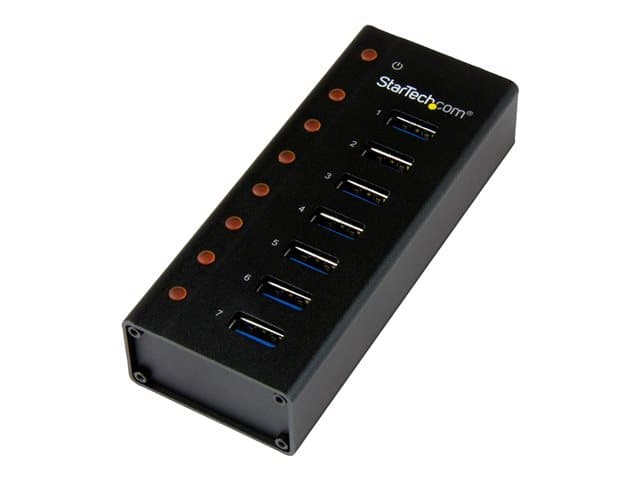 STARTECH.COM - Startech 7 Port USB 3.0 Hub (5 Gbps) - Metal Enclosure - Desktop or Wall Mountable - Rugged & industrial Powered USB Expander and Splitter Hub (ST7300U3M) - hub - 7 ports
