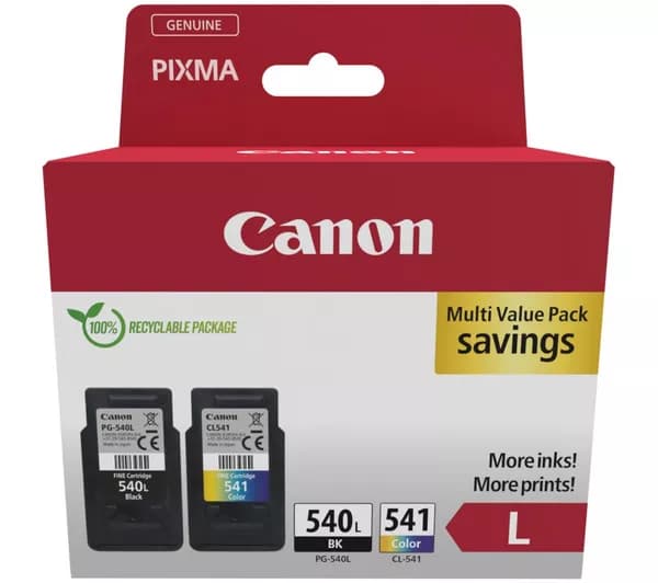 CANON PG-540L & CL-541 Black & Tri-colour Ink Cartridges - Twin Pack