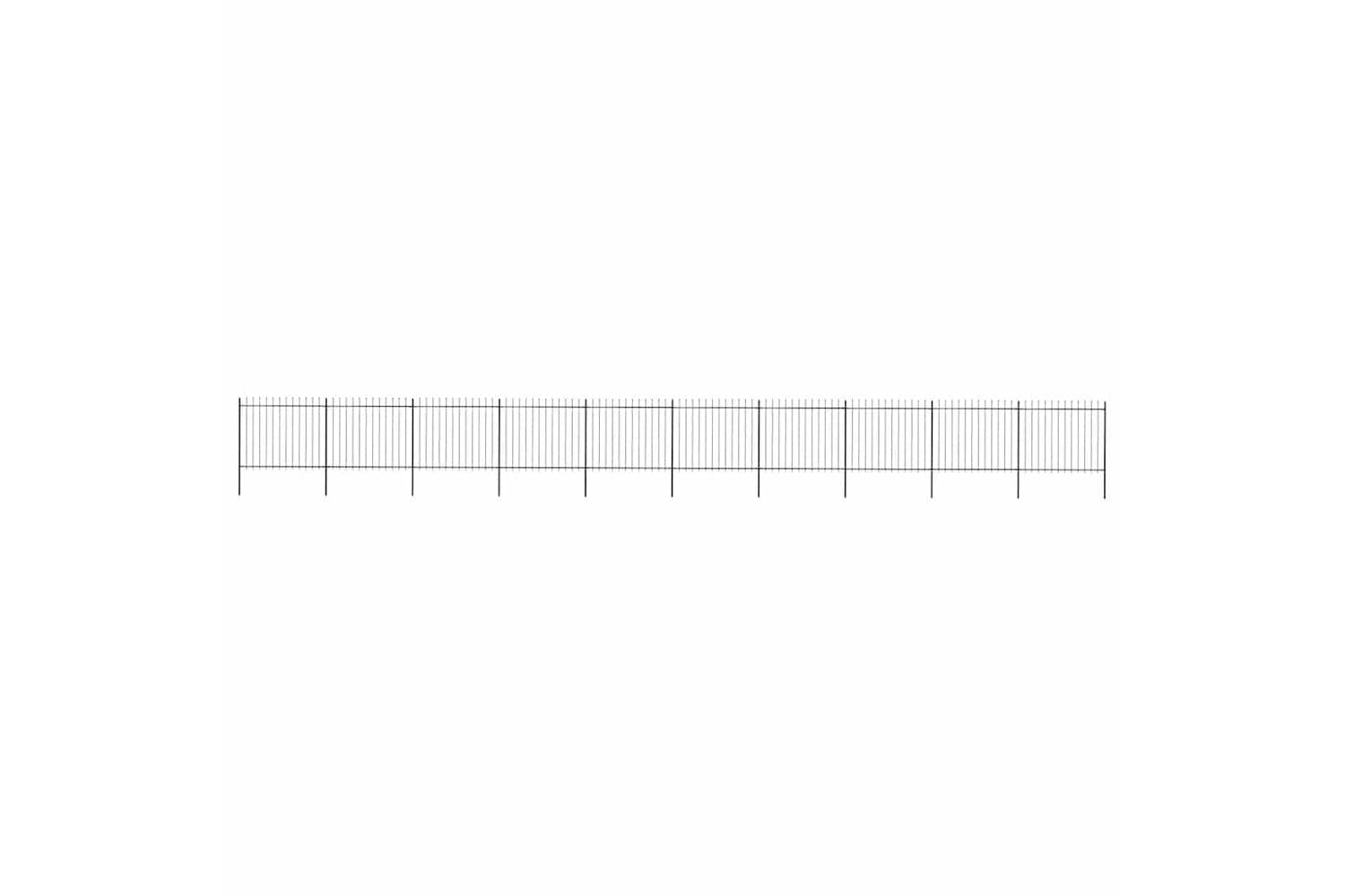 Vidaxl 277638 Garden Fence With Spear Top Steel 17x1.5 M Black