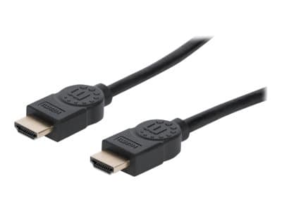 MANHATTAN - HDMI Cable with Ethernet, 4K@60Hz (Premium High Speed), 1m, Male to Male, Black, Ultra HD 4k x 2k, Fully Shielded, Gold Plated Contacts, Lifetime Warranty, Polybag - HDMI cable with Ethernet - 1 m
