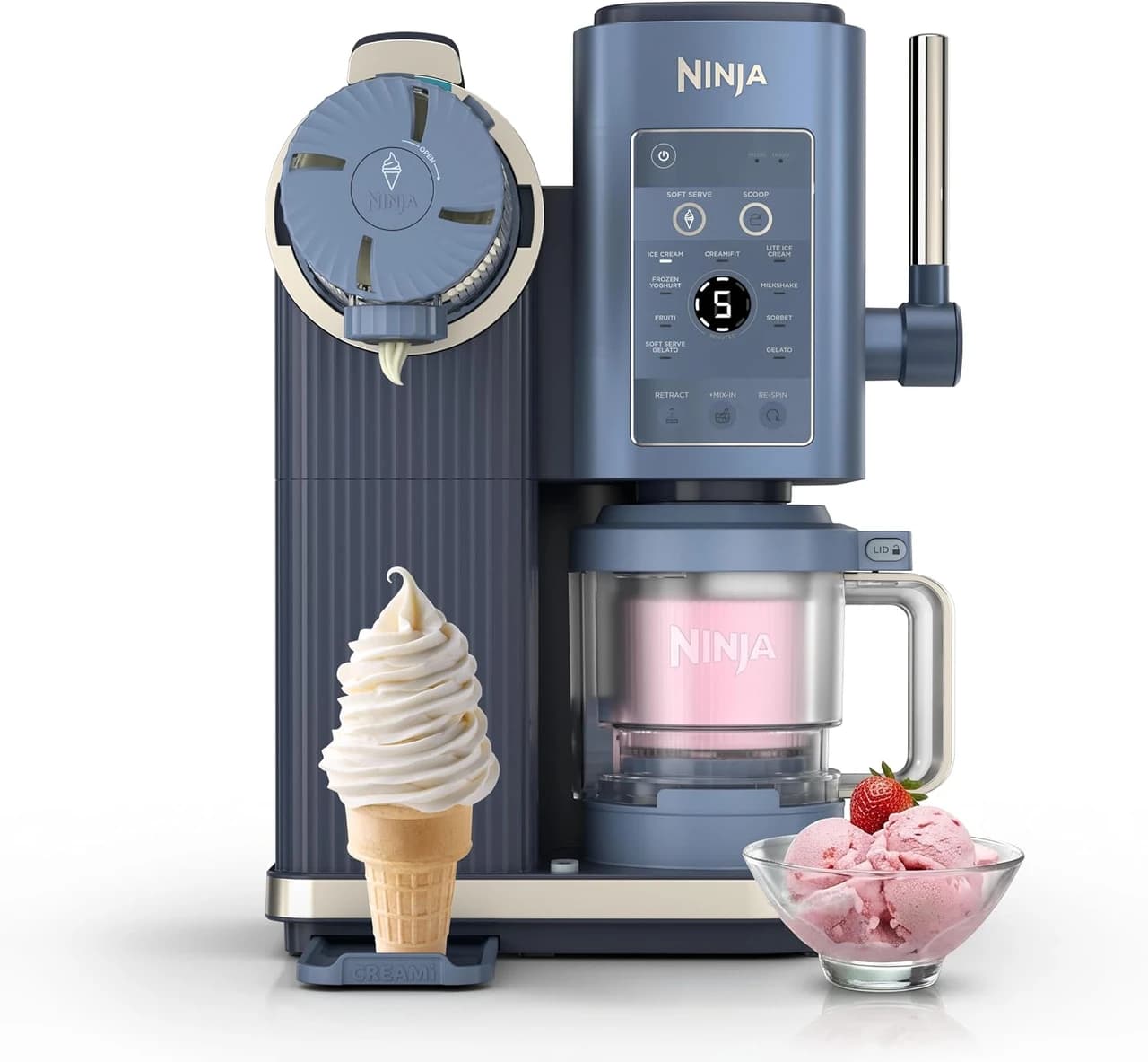 Ninja, NC701UKBL, CREAMi Scoop and Swirl 13-in-1 Ice Cream and Soft Serve Maker, Navy