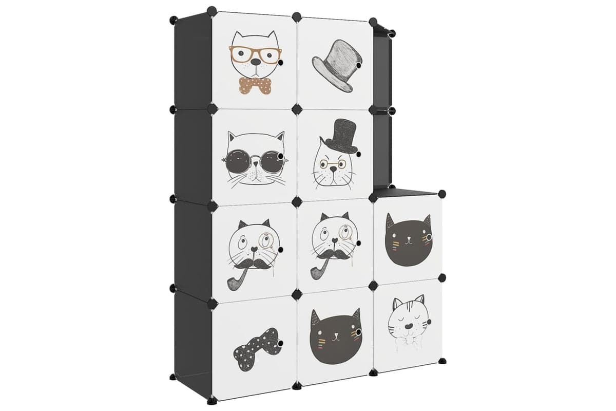 Vidaxl 340582 Cube Storage Cabinet For Kids With 10 Cubes Black Pp