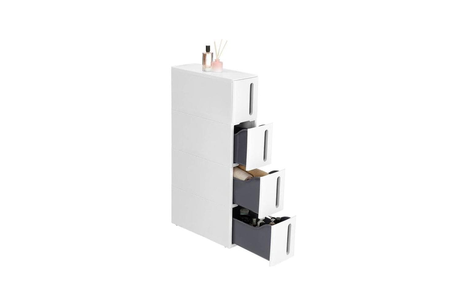 Songmics KFR008G01 Niche Shelf with Wheels | White & Grey