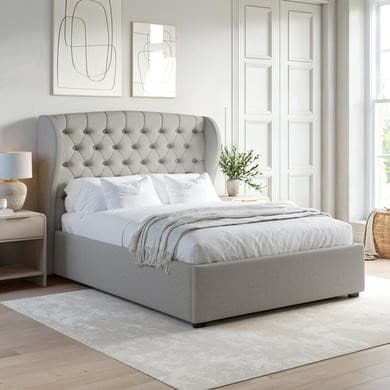 Safina End-Lift Ottoman Storage Bed with Winged Headboard