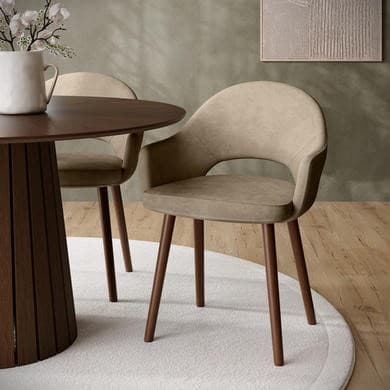 Beige and Walnut - Upholstered Dining Chairs - Colbie