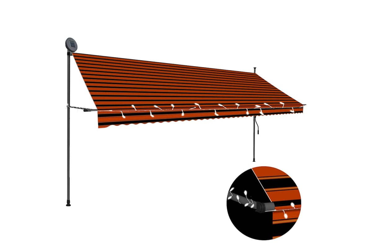 vidaXL 145882 Manual Retractable Awning With Led 400cm Orange And Brown