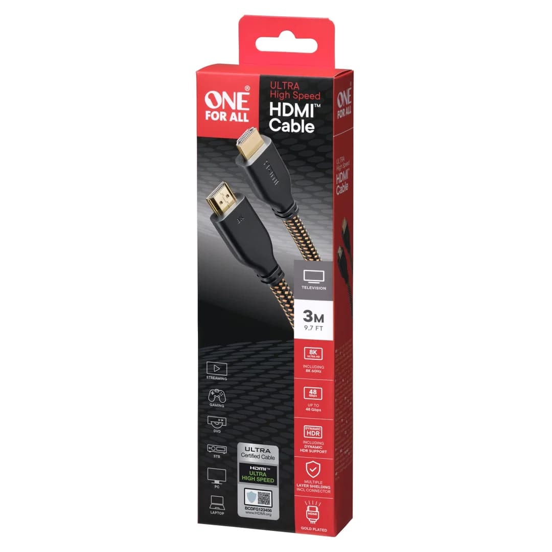 One For All Ultra High Speed 8K HDMI Cable | 3 Metres