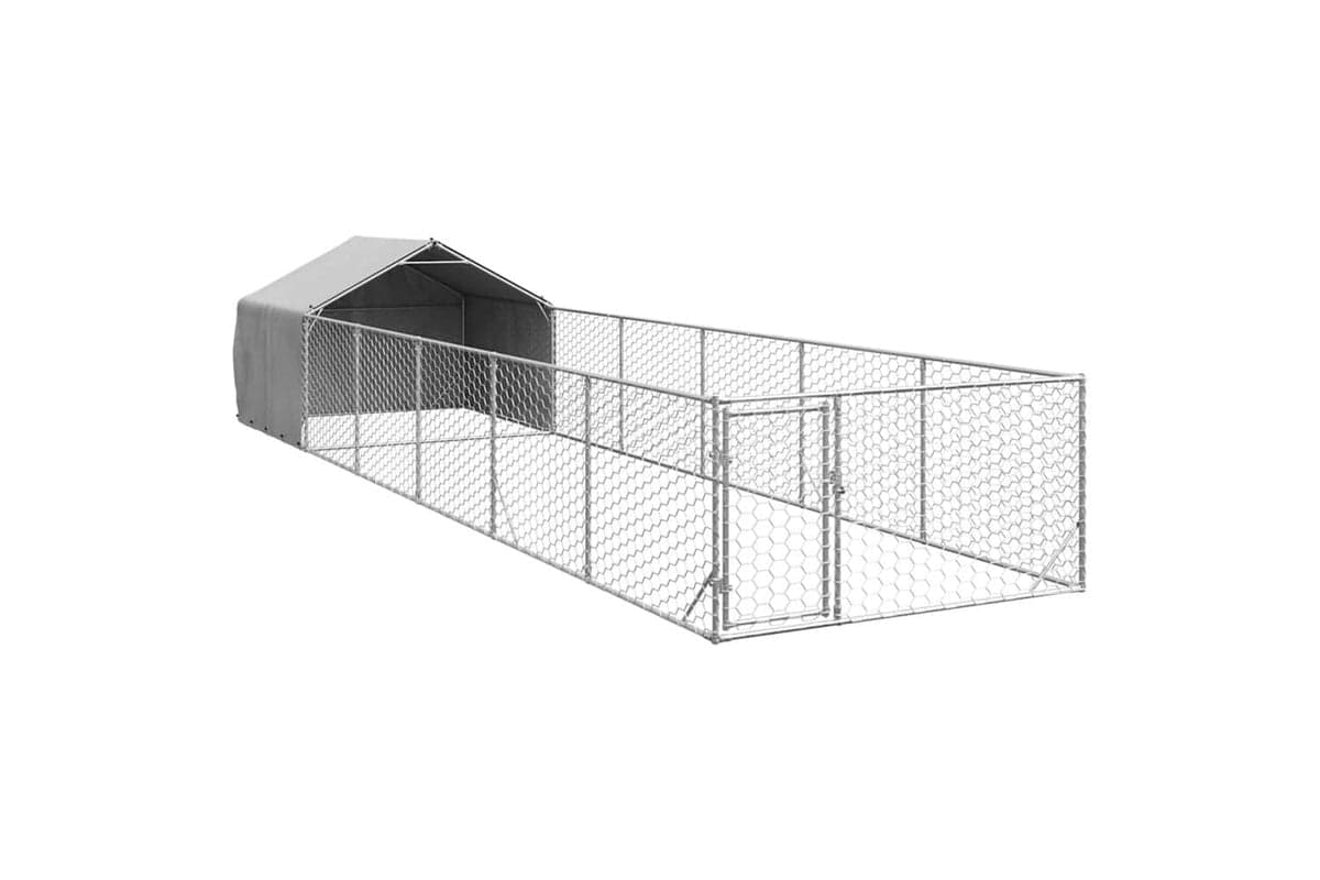Outdoor Dog Kennel With Run 8x2x15 M Galvanised Steel