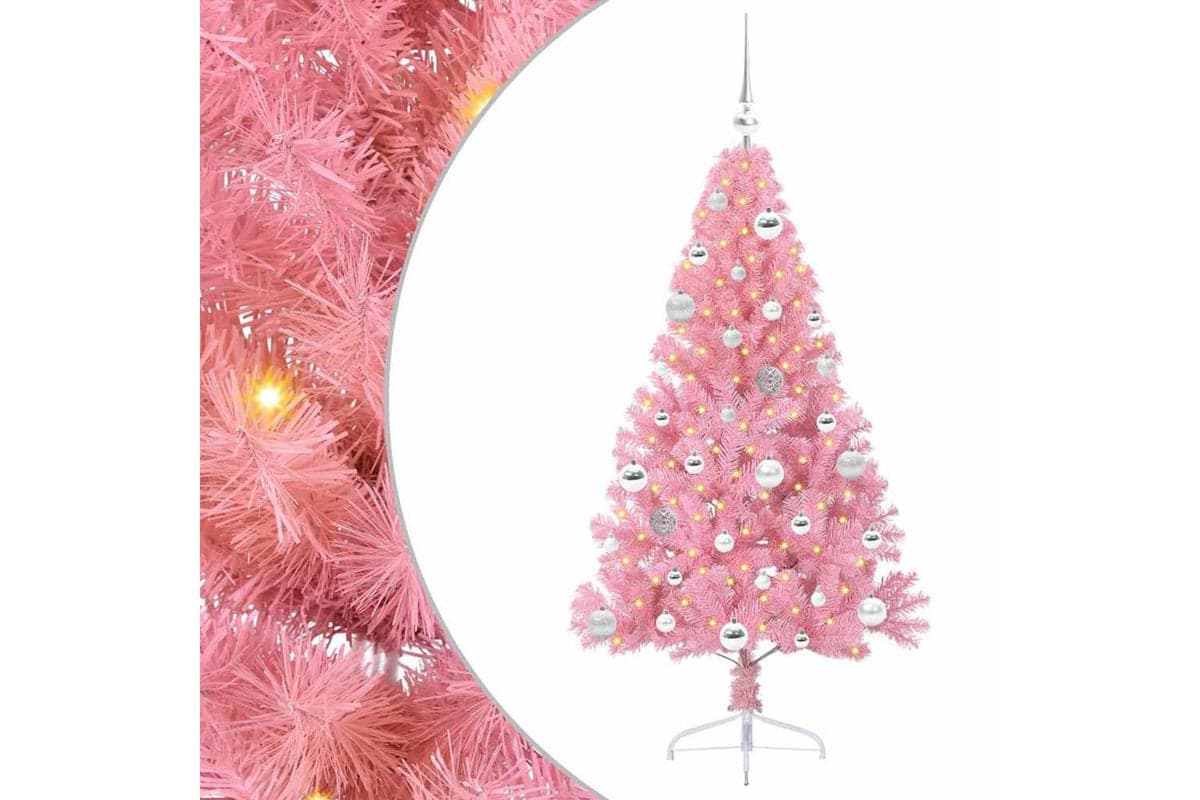 Vidaxl Artificial Pre-lit Christmas Tree With 150 Leds Pink 150 Cm Pvc