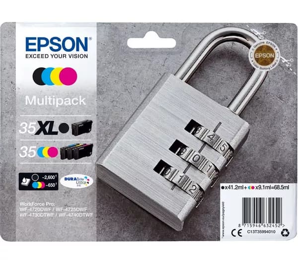 EPSON Padlock 35 Cyan, Magenta, Yellow & Black Ink Cartridges - Multipack