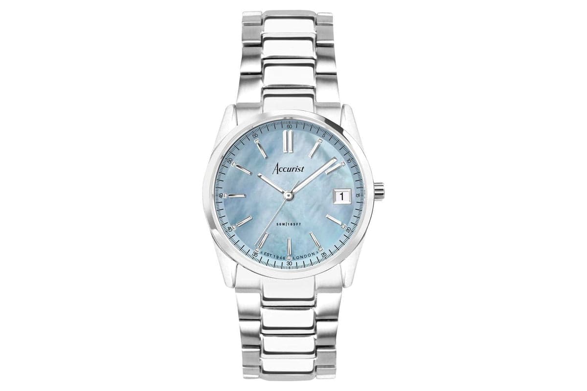 Accurist Everyday Ladies Watch | Silver Case & Stainless Steel Bracelet With Blue Dial | 30mm