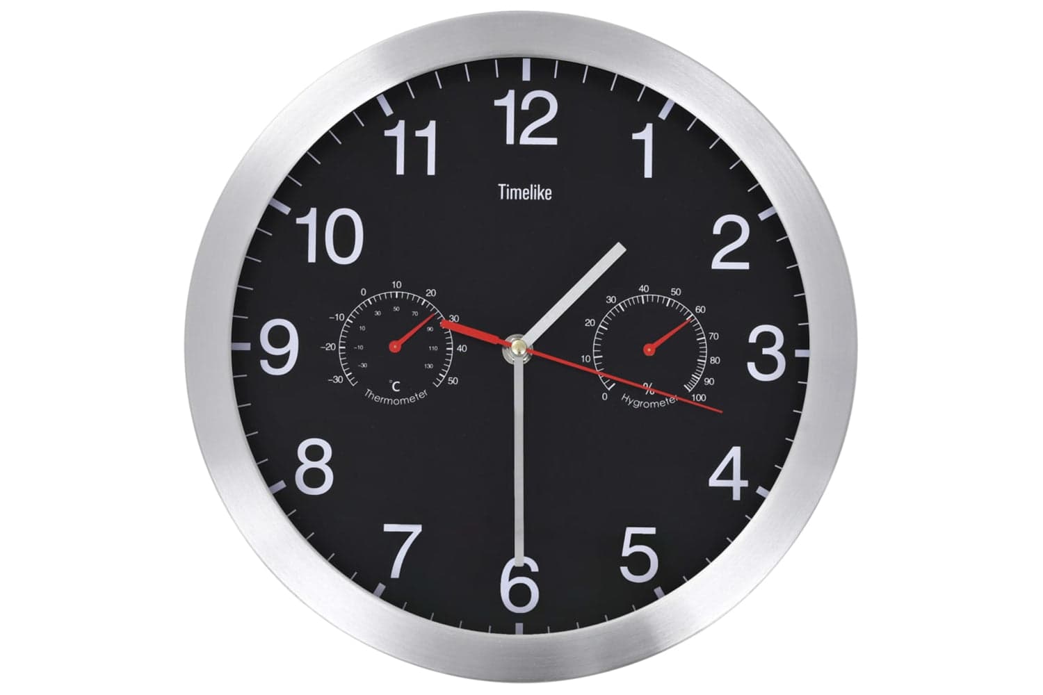 Vidaxl 50624 Wall Clock With Hygrometer and Thermometer 30 cm | Black