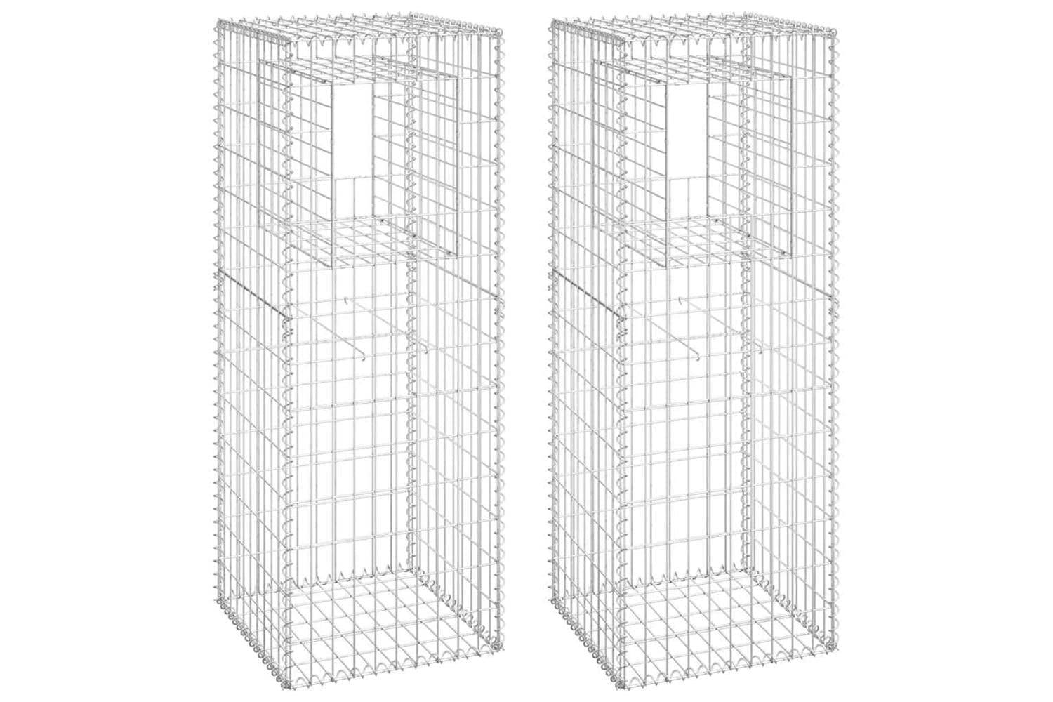 vidaXL 151271 Gabion Basket Posts 2 Pcs 50x50x140cm Iron