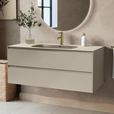 1200mm Beige Wall Hung Vanity Unit with Basin - Como