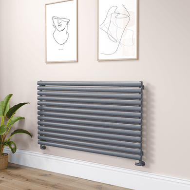 Sorrento Linea Dark Grey Anthracite Oval Designer Radiator 767x1400mm Single Panel 4311 BTU - Horizontal Bars