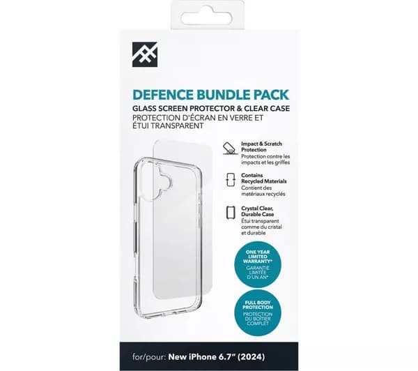 DEFENCE iPhone 16 Plus Case & Screen Protector Bundle - Clear