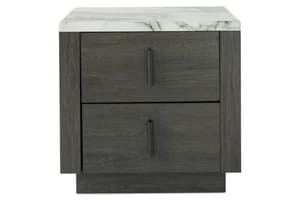 Aspen Bedside Table | 2 Drawer | Marble Effect Top