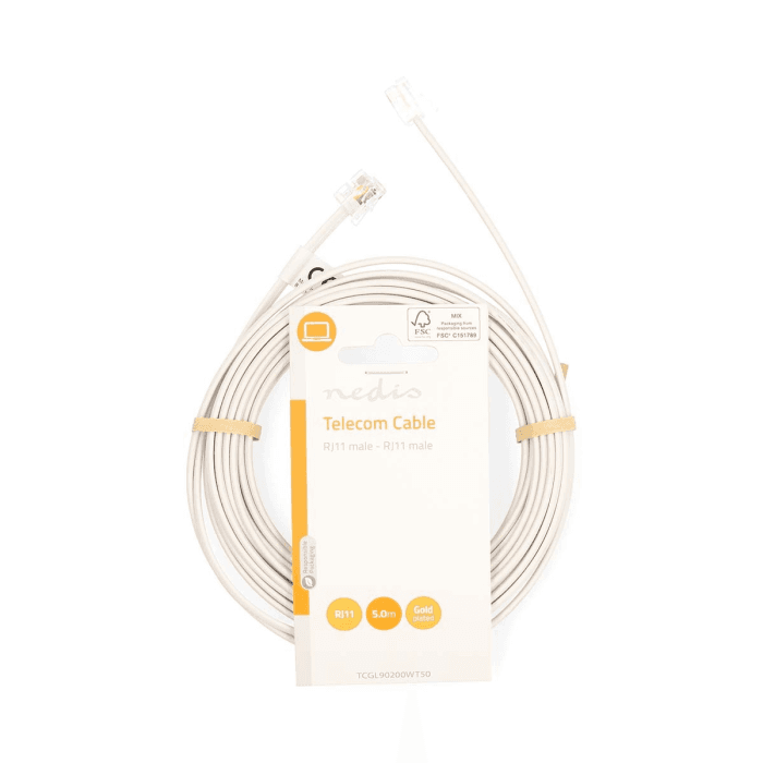Nedis 427796, RJ11 to RJ11 Telephone Extension Cable - 5M